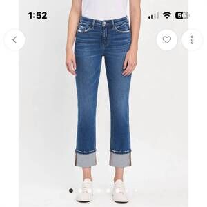 NEW VANILLA MONKEY vervet high rise cuffed slim straight jeans in im blue